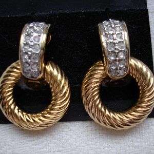 Corrugated Hoops on a Rhinestone Clip-on